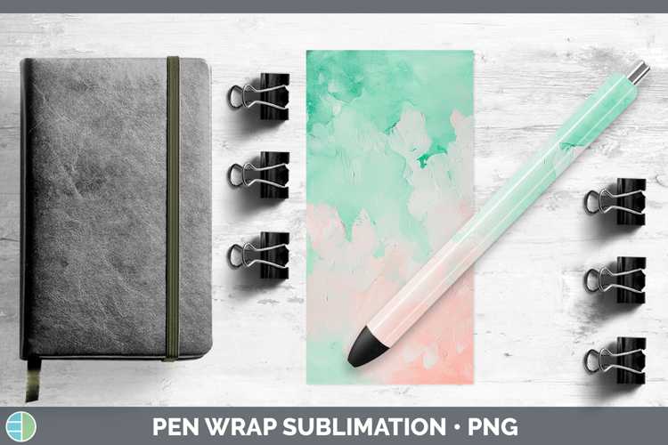 Watercolor Mint Pink Pen Wrap Sublimation Pen Designs