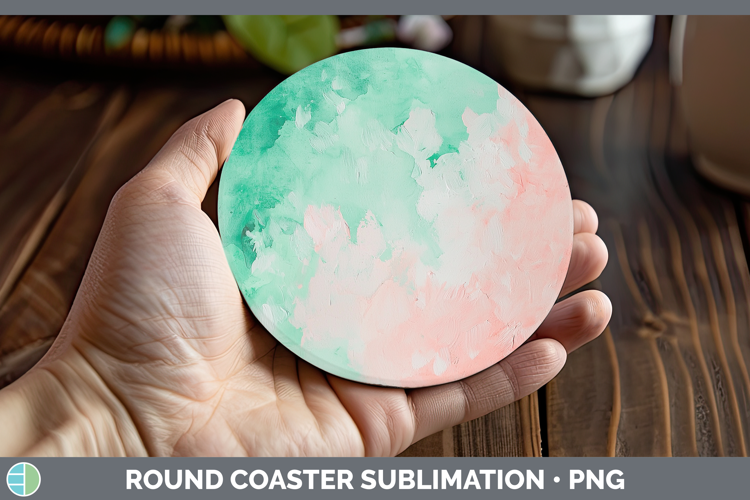Watercolor Mint Pink Round Coaster Sublimation Coaster Desig