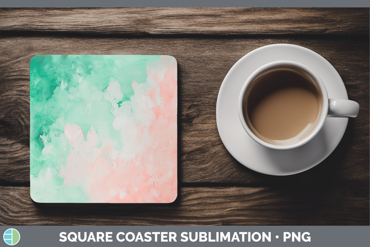 Watercolor Mint Pink Square Coaster Sublimation Coaster Desi
