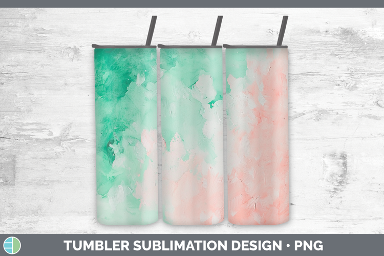 Watercolor Mint Pink Tumbler Sublimation 20 oz Skinny Tumble