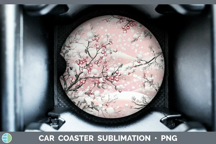 Watercolor Mistletoe Car Coaster Sublimation Designs