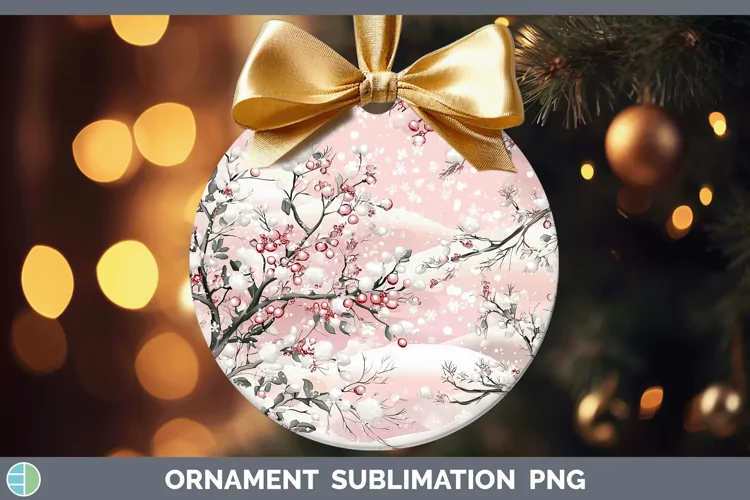 Watercolor Mistletoe Ornament Sublimation Bauble Designs