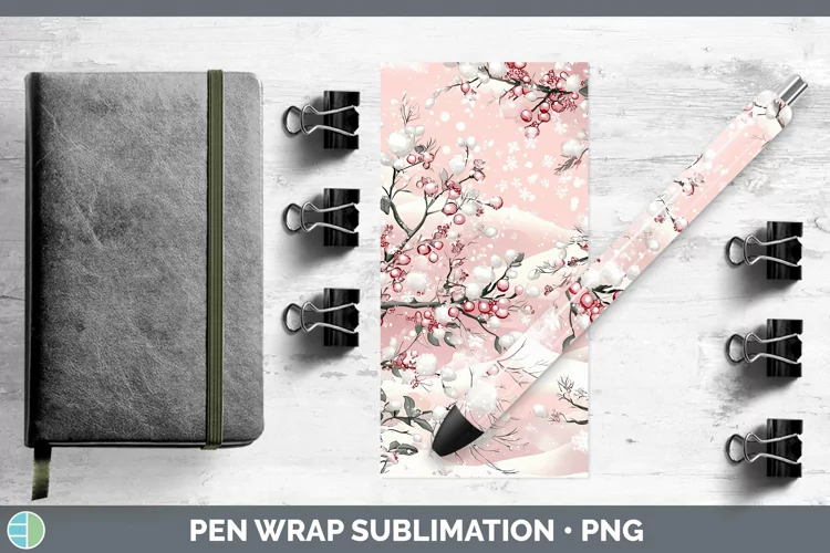 Watercolor Mistletoe Pen Wrap Sublimation Pen Designs