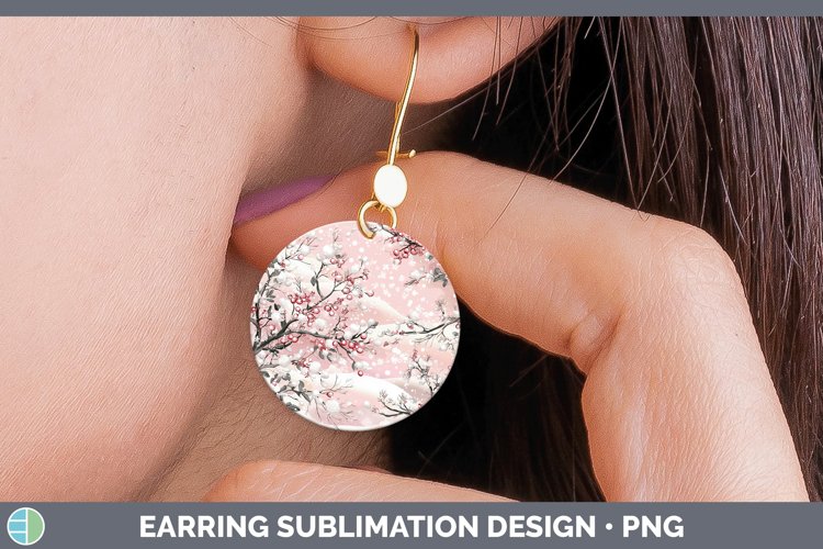 Watercolor Mistletoe Round Earrings Sublimation Earrings Des