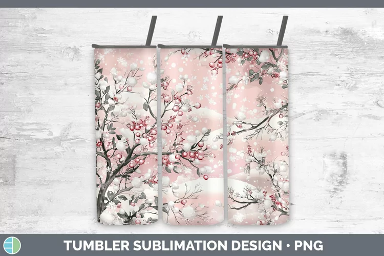 Watercolor Mistletoe Tumbler Sublimation 20 oz Skinny Tumble