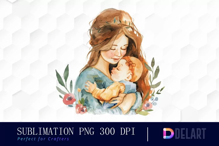 Mom And Baby Watercolor Clipart