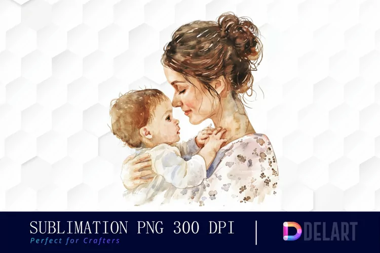 Mom And Baby Watercolor Clipart