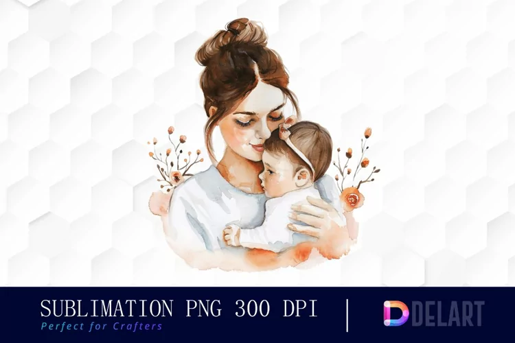 Mom And Baby Watercolor Clipart