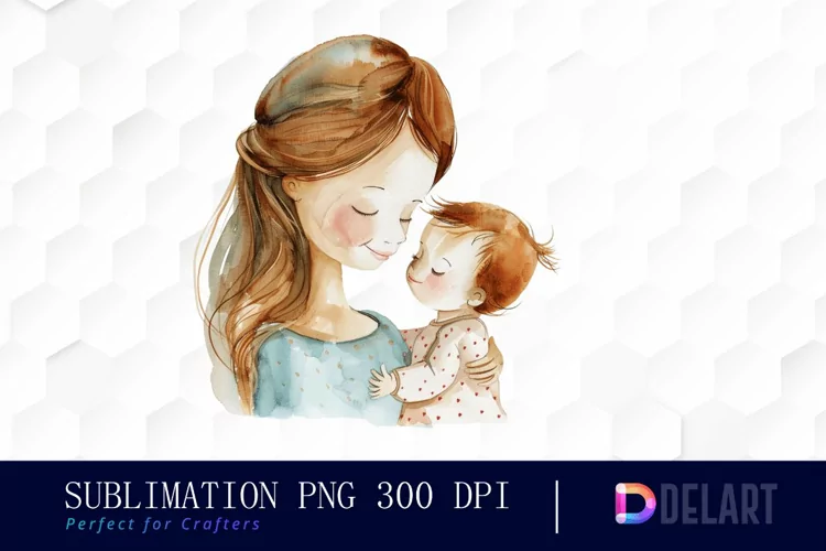 Mom And Baby Watercolor Clipart