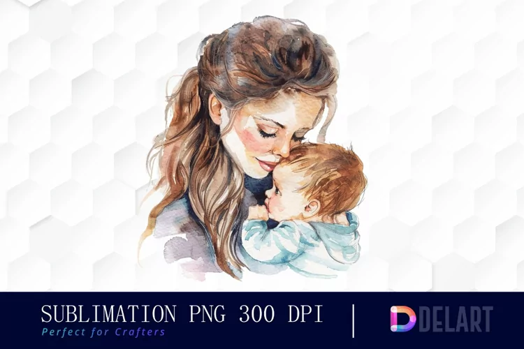 Mom And Baby Watercolor Clipart
