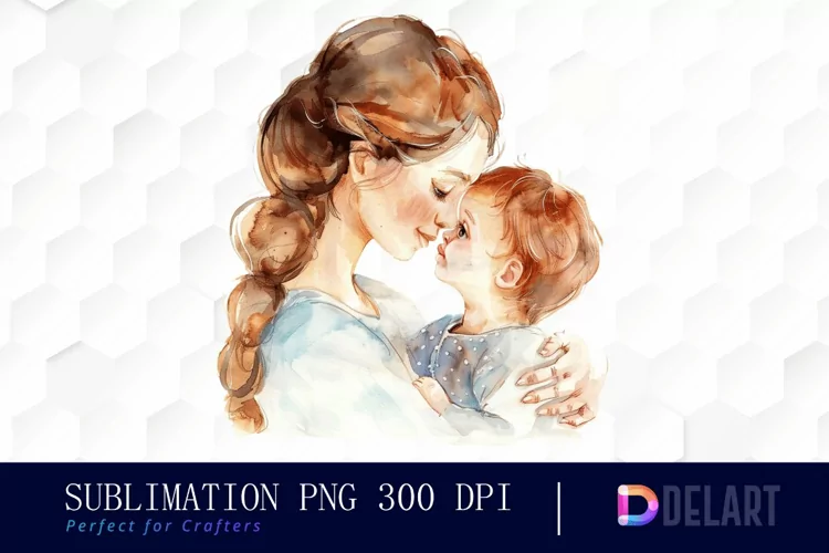 Mom And Baby Watercolor Clipart