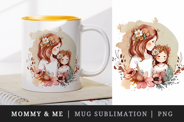 Mommy and Me, Mothers Day mug, cup wrap sublimation design
