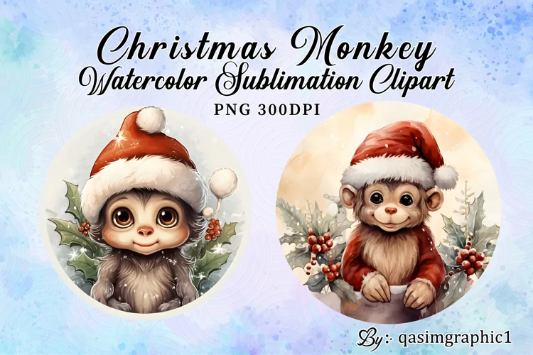 Christmas Monkey Clipart, Baby Monkey Clipart, Monkey PNG
