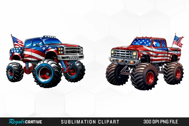 Monster Truck 4th Of July Graphic Clipart