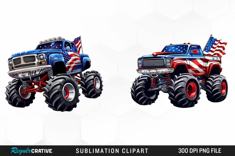 Monster Truck 4th Of July Graphic Clipart