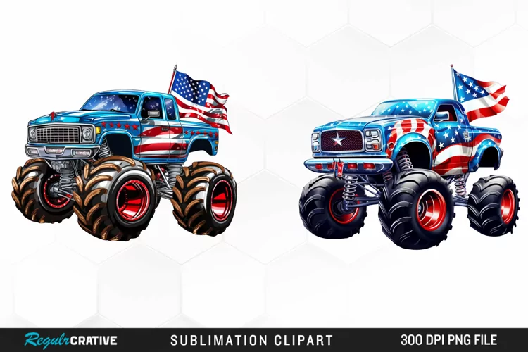 Monster Truck 4th Of July Graphic Clipart
