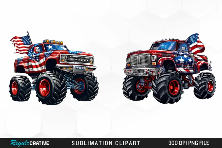 Monster Truck 4th Of July Graphic Clipart