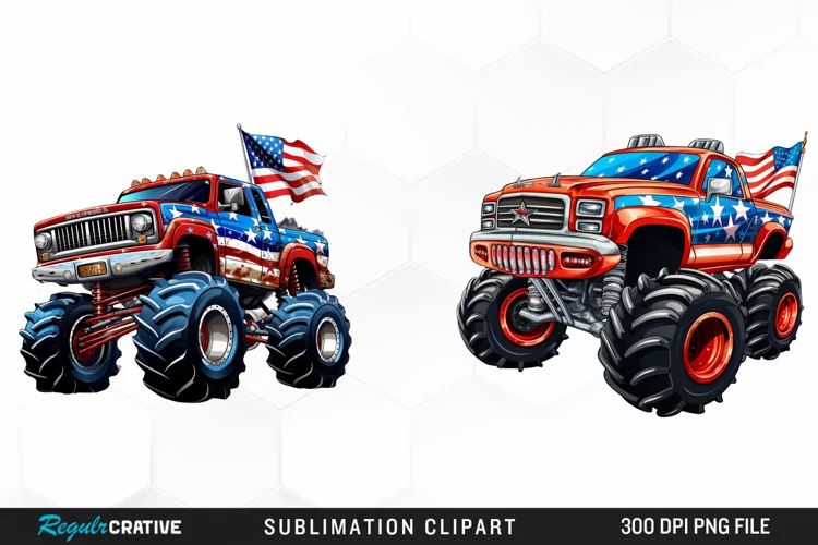 Monster Truck 4th Of July Graphic Clipart