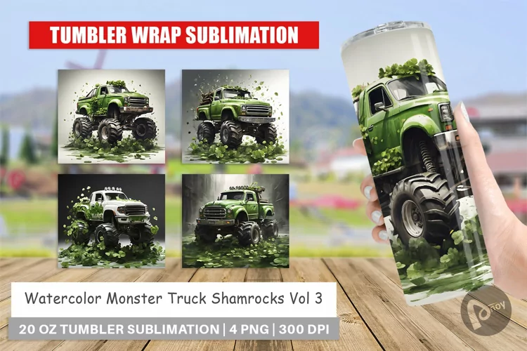 Tumbler Wrap Monster Truck Shamrocks
