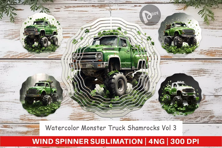 Wind Spinner Monster Truck Shamrocks