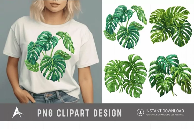 Watercolor Monstera Clipart