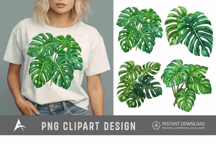 Watercolor Monstera Clipart