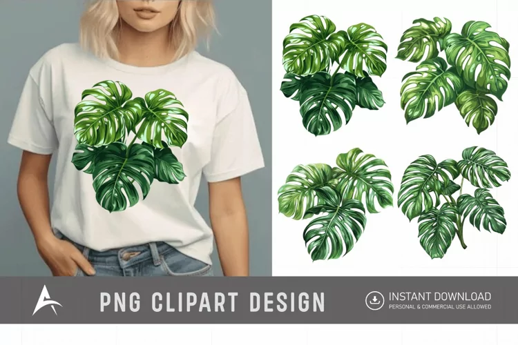 Watercolor Monstera Clipart
