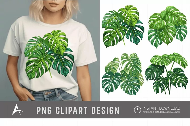 Watercolor Monstera Clipart