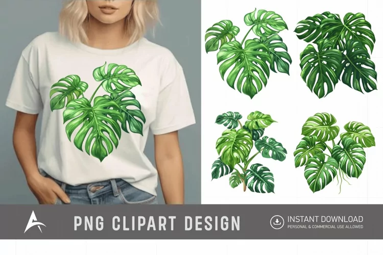 Watercolor Monstera Clipart