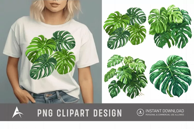 Watercolor Monstera Clipart