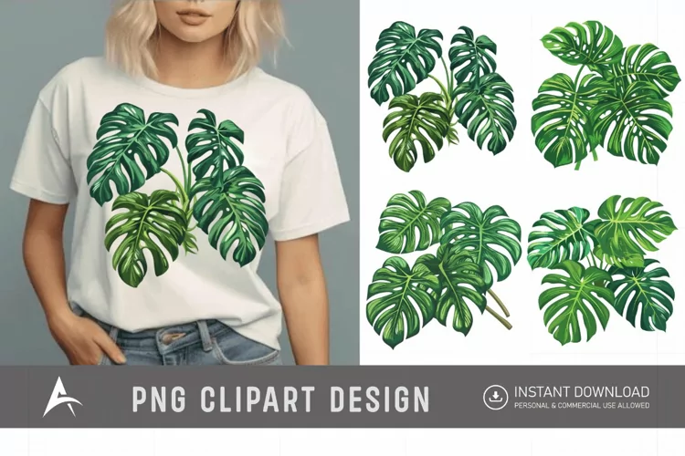 Watercolor Monstera Clipart