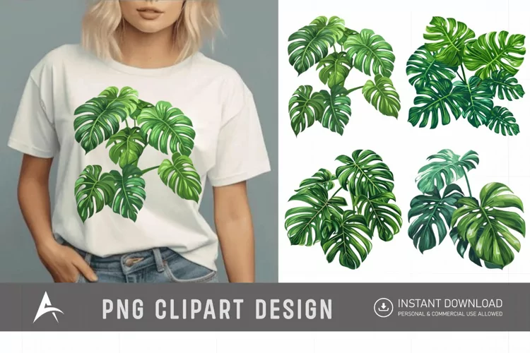 Watercolor Monstera Clipart