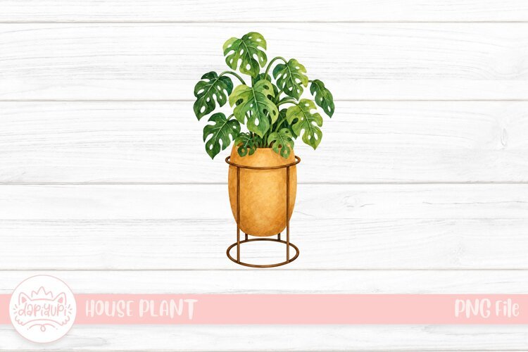 Watercolor Monstera in a Terracotta Stand example image 1