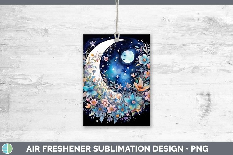 Watercolor Moon and Stars Air Freshener | Sublimation Car Fr