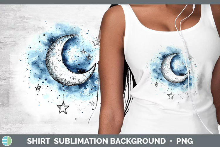 Watercolor Moon and Stars Shirt Sublimation Sublimation Back