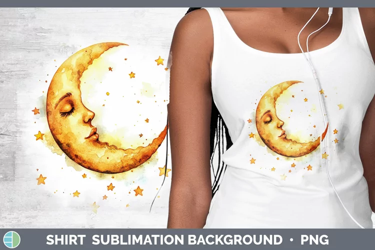 Watercolor Moon and Stars Shirt Sublimation Sublimation Back