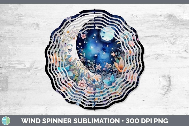 Watercolor Moon and Stars Wind Spinner Sublimation Spinner D