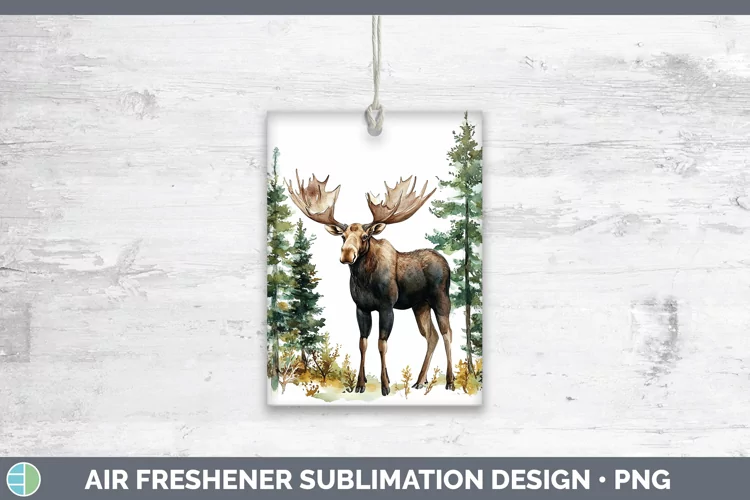 Watercolor Moose Air Freshener Sublimation Car Freshener Des