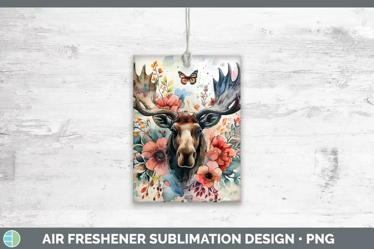 Watercolor Moose Air Freshener Sublimation Car Freshener Des