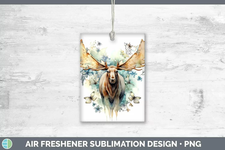 Watercolor Moose Air Freshener | Sublimation Car Freshener D