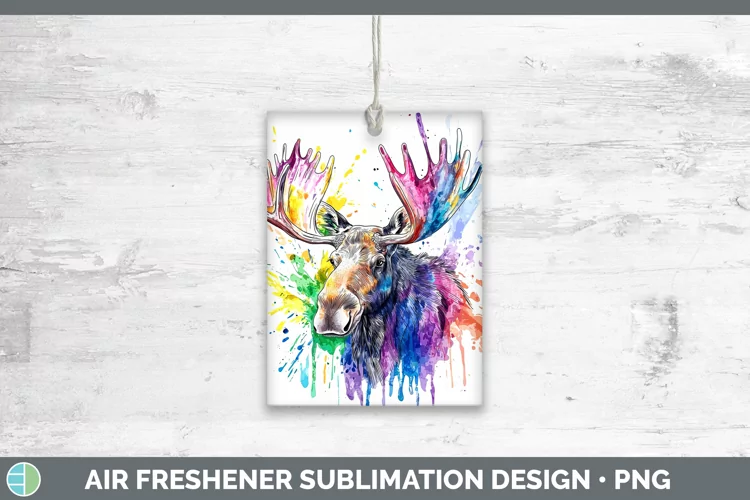 Watercolor Moose Air Freshener Sublimation Car Freshener Des