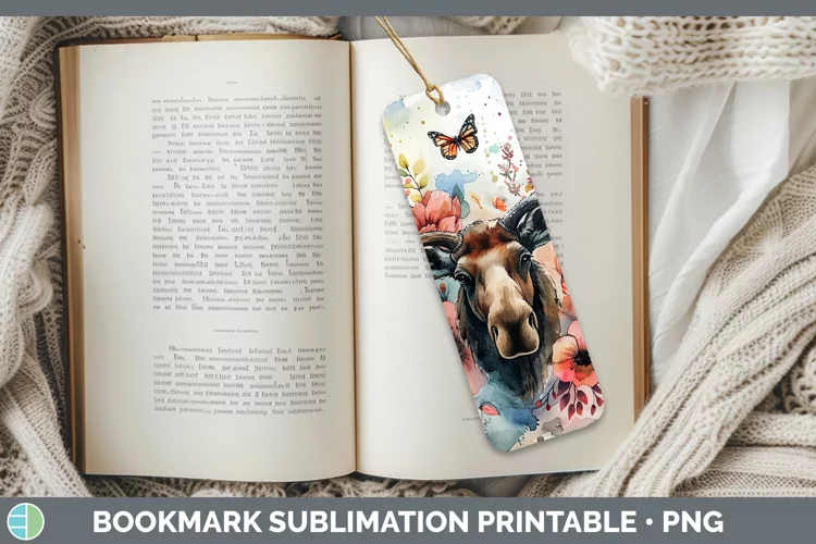 Watercolor Moose Bookmark Sublimation Printable Designs