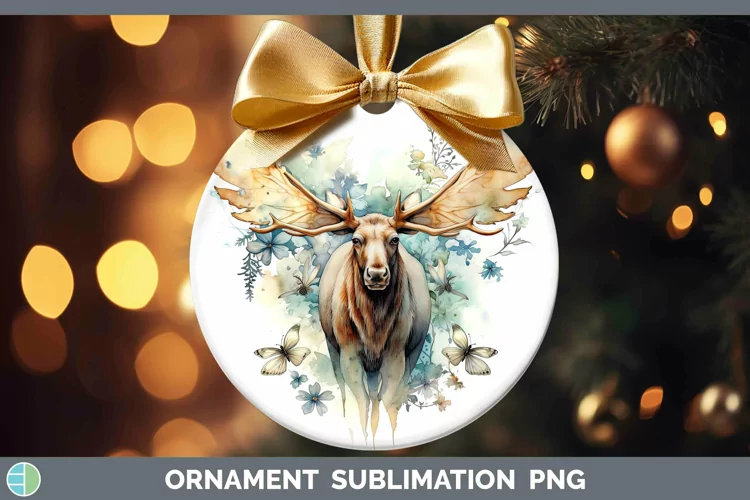 Watercolor Moose Ornament | Sublimation Bauble Designs