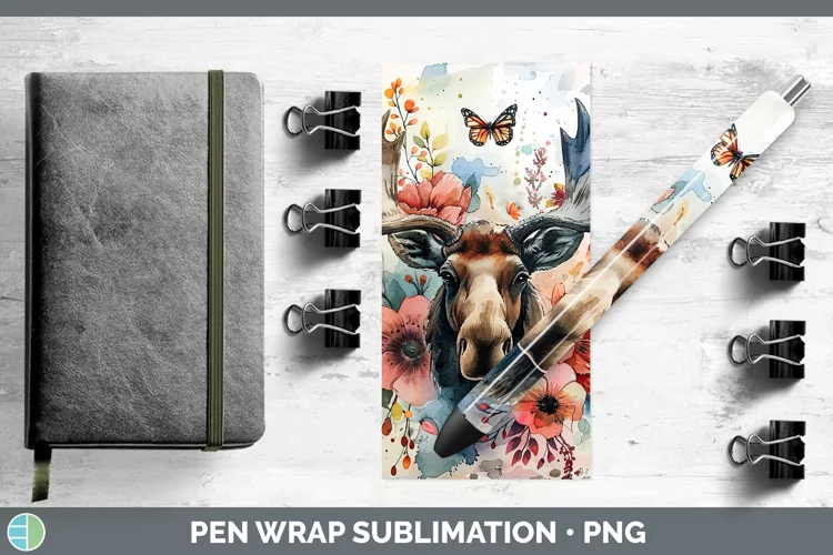 Watercolor Moose Pen Wrap Sublimation Epoxy Pen Designs