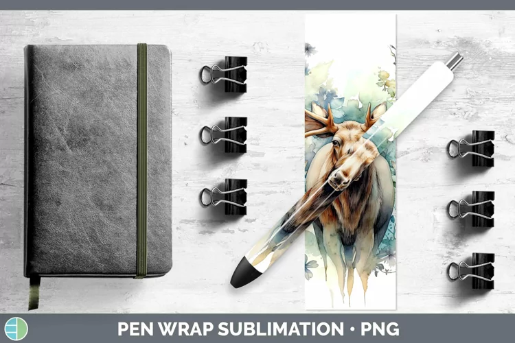 Watercolor Moose Pen Wrap Sublimation Epoxy Pen Designs