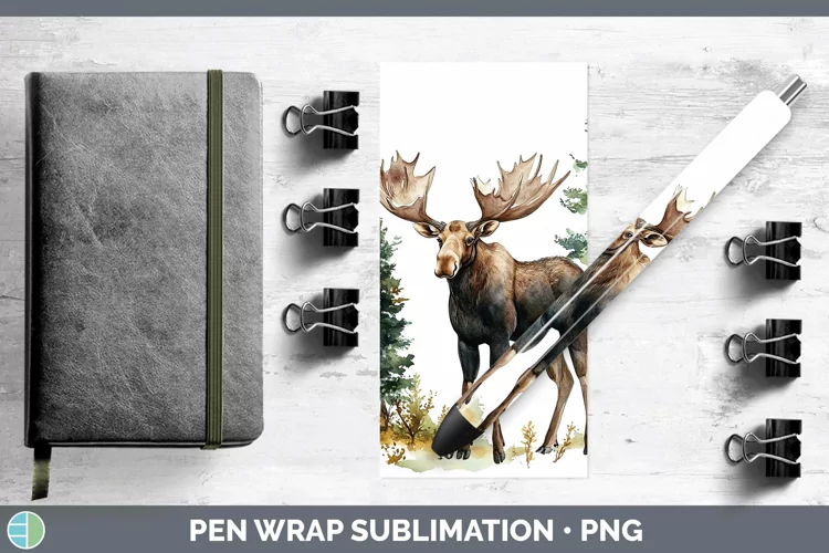 Watercolor Moose Pen Wrap Sublimation Pen Designs