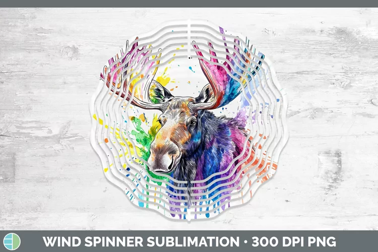 Watercolor Moose Wind Spinner Sublimation Spinner Designs