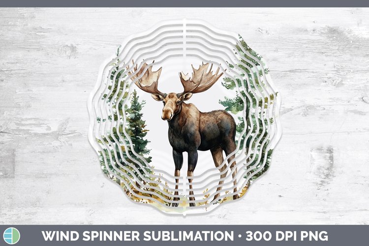 Watercolor Moose Wind Spinner Sublimation Spinner Designs