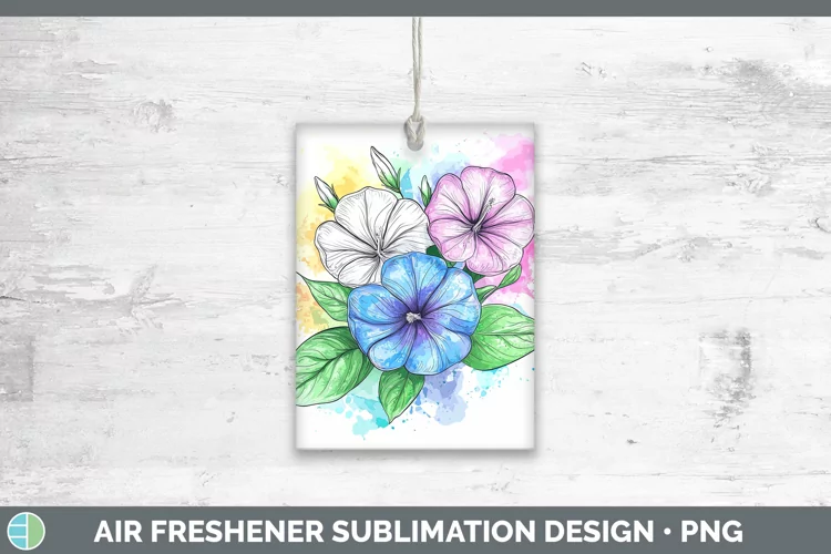 Watercolor Morning Glory Air Freshener Sublimation Car Fresh