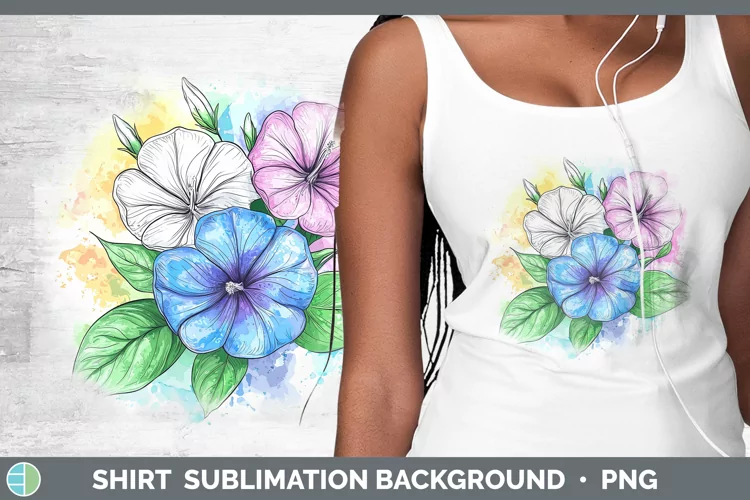 Watercolor Morning Glory Shirt Sublimation Sublimation Backg